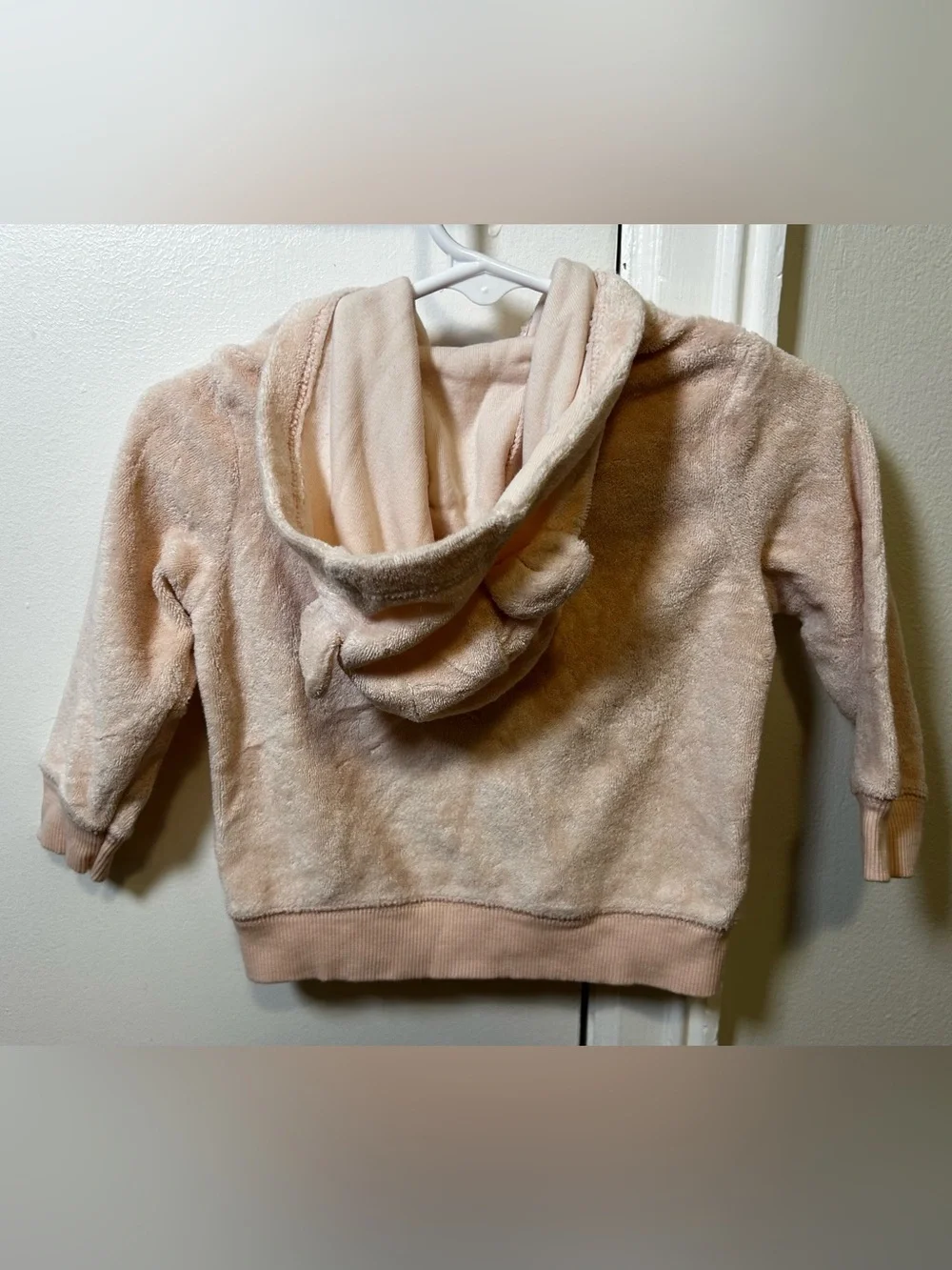 Carter's Plush Hooded Zip Jacket in Pale Pink with Ears
